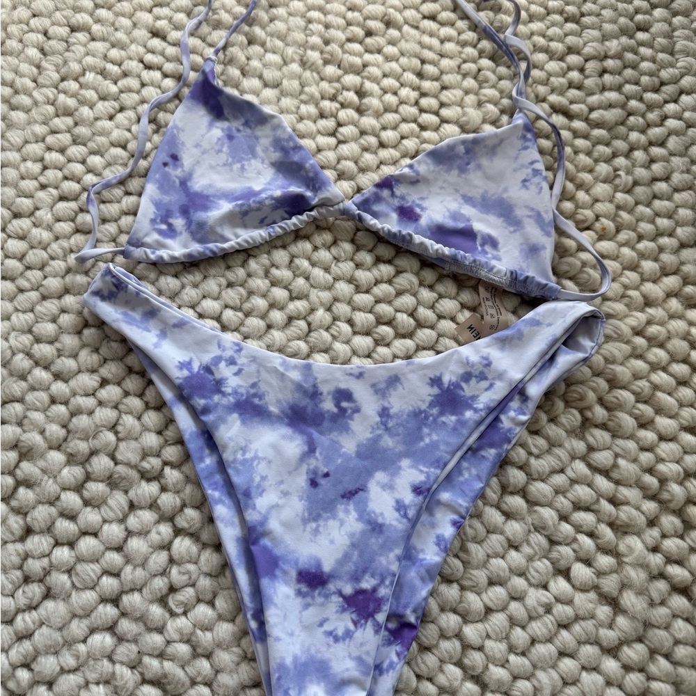 SHEIN Purple Tie-Dye Bikini with Triangle Top - Picture 2 of 5